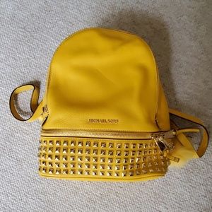 Michael Kors Studded Mustard Medium Backpack